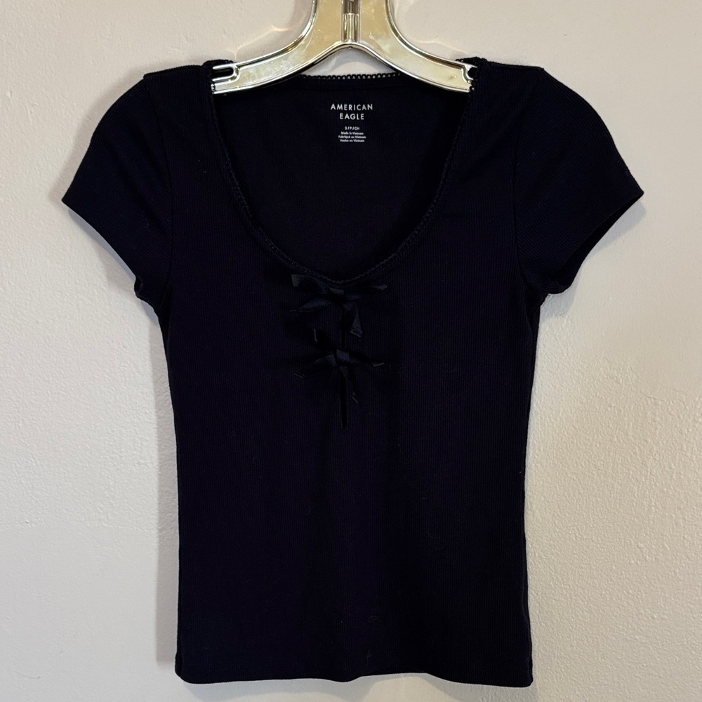 American Eagle Outfitters Black Short Sleeve Top